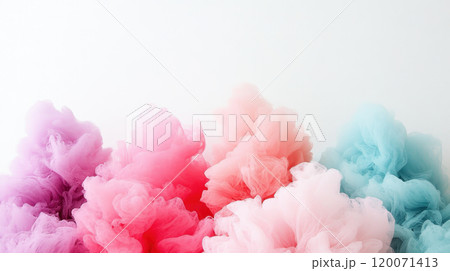 Colorful tulle clouds against a white background for creative design projects, AI Generative Colorful tulle clouds against a white background for creative design projects, AI Generative 120071413