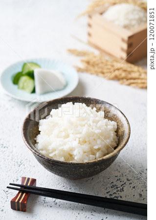 茶碗に盛り付けたご飯 120071851