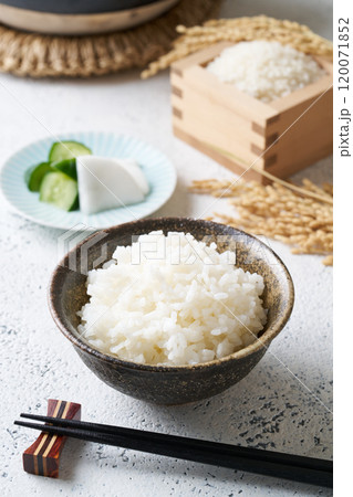 茶碗に盛り付けたご飯 120071852