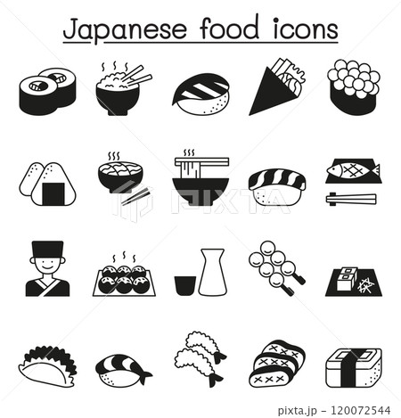 Japanese food icon set vector illustration 120072544