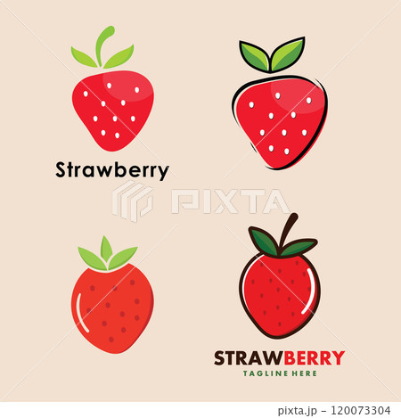 Fresh Strawberry Fruit Logo Template 120073304