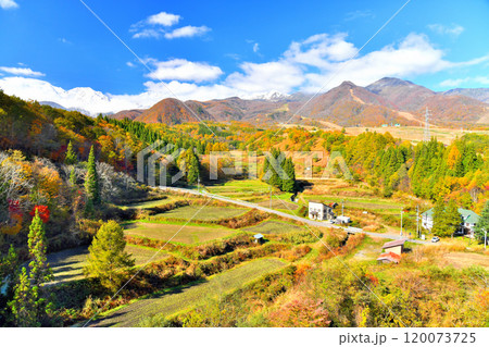栂池パノラマ橋／松沢より白馬三山方面を望む(長野県小谷村)【2024.11】 120073725