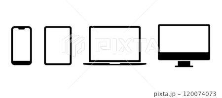 スマホ・タブレット・パソコンのアイコンセット_ベクターイラスト 120074073