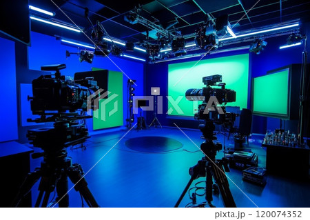 Filming commercial in professional studio. 120074352