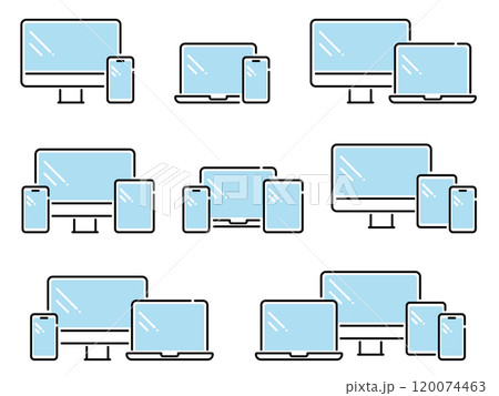 スマホ・タブレット・パソコンのワンポイントアイコンセット_ベクターイラスト 120074463
