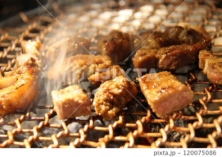 grilled pork on charcoal grill grilled pork on charcoal grill 120075086