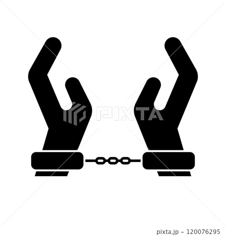 手錠と手のシルエット 120076295