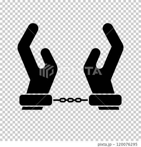 手錠と手のシルエット 120076295