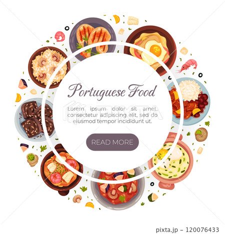 Portuguese Dishes and Main Courses Banner Design Vector Template 120076433