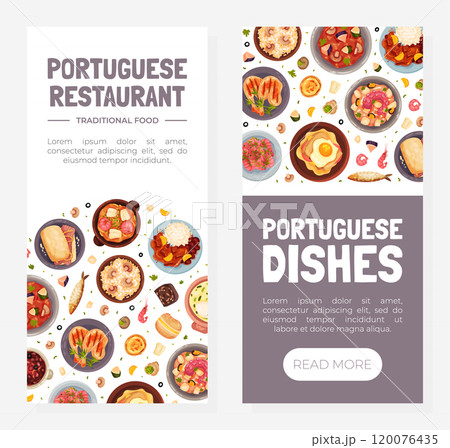 Portuguese Dishes and Main Courses Banner Design Vector Template 120076435
