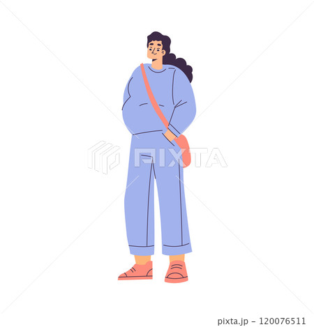 Happy Pregnant Woman Character in Standing Pose Vector Illustration Happy Pregnant Woman Character in Standing Pose Vector Illustration 120076511