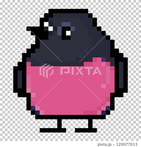 像素藝術動物插畫雄性黑背鶲 120077013