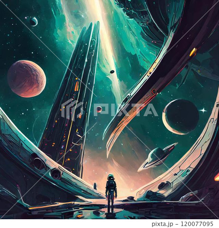 満月の下で太陽光線を浴びる太陽と満月と太陽の光の中の惑星と月と輝く太陽 満月の下で太陽光線を浴びる太陽と満月と太陽の光の中の惑星と月と輝く太陽 120077095