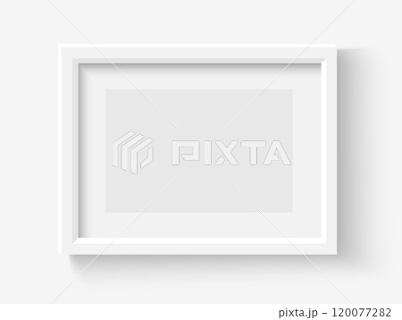 White Blank Picture Frame. Photo frame mockup isolated on white background. Graphic style template. Vector illustration White Blank Picture Frame. Photo frame mockup isolated on white background. Graphic style template. Vector illustration 120077282