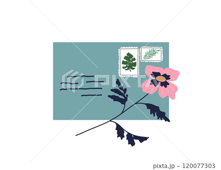 Letter. Cartoon envelope post card. Flat vector mail. Post and mail service concept 120077303
