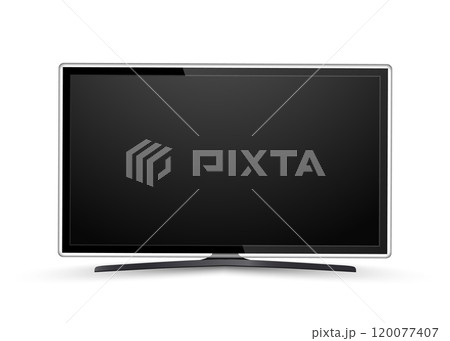 Realistic Blank Screen Mockup, Isolated Modern TV or Computer Display, Vector Illustration for Digital Device Design Realistic Blank Screen Mockup, Isolated Modern TV or Computer Display, Vector Illustration for Digital Device Design 120077407
