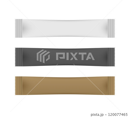 Blank Sugar Sachet Stick Mockup, Isolated Brown, White and black Paper Pouch for Coffee, Salt, and Spices, Vector Packaging Design Blank Sugar Sachet Stick Mockup, Isolated Brown, White and black Paper Pouch for Coffee, Salt, and Spices, Vector Packaging Design 120077465