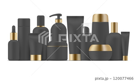Luxury Cosmetic Black Container Vector Set, Realistic 3D Packaging for Creams, Oils, Lotions, and Beauty Products, Perfect for Spa and Skincare Mockups Luxury Cosmetic Black Container Vector Set, Realistic 3D Packaging for Creams, Oils, Lotions, and Beauty Products, Perfect for Spa and Skincare Mockups 120077466