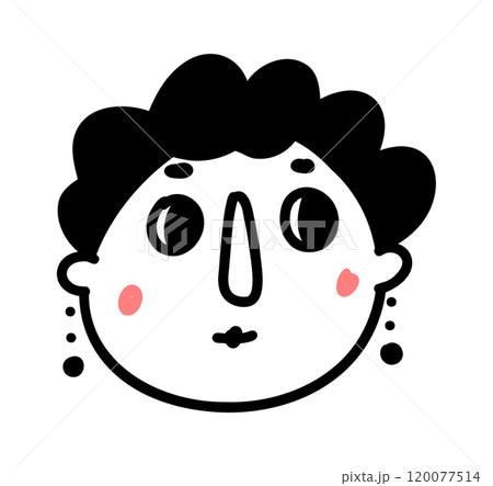 Doodle woman face. Cartoon portrait of character. vector illustration Doodle woman face. Cartoon portrait of character. vector illustration 120077514