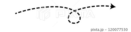 Dashed arrow set. Vector doodle dot line. Thin pointer arrows Dashed arrow set. Vector doodle dot line. Thin pointer arrows 120077530