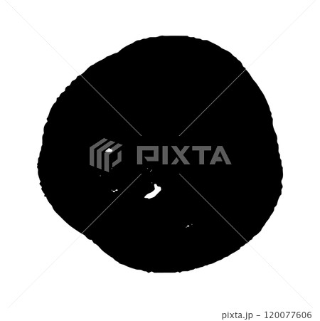 Black grunge circle. Round stamp. Painted ink brush circle vector. 120077606