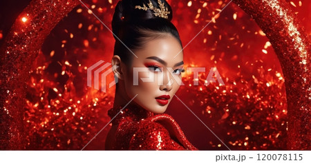 Fiery red glamour with fierce energy 120078115