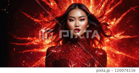 Fiery red glamour with fierce energy 120078116