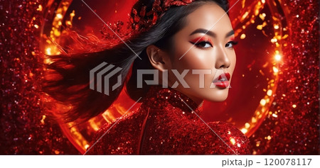 Fiery red glamour with fierce energy 120078117