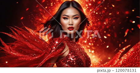 Fiery red glamour with fierce energy 120078131