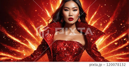 Fiery red glamour with fierce energy 120078132