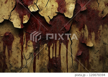 Decaying and stained wall, an eerie backdrop for horror scenes. 120078394