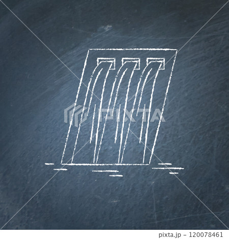 Hydroelectric station chalkboard sketch Hydroelectric station chalkboard sketch 120078461