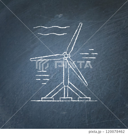 Water turbine chalkboard sketch Water turbine chalkboard sketch 120078462