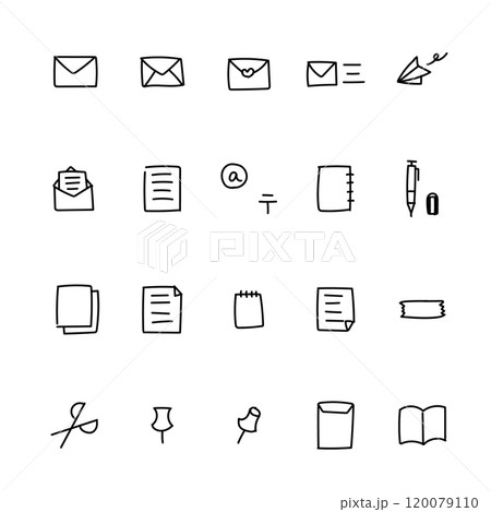 手描きの文房具アイコン 120079110