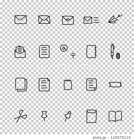 手描きの文房具アイコン 120079110