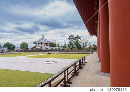 日本の観光地　奈良（興福寺、五重塔、奈良公園） 120079831