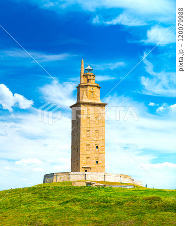 View of the Tower of Hercules, A Coruna, Galicia, Spain View of the Tower of Hercules, A Coruna, Galicia, Spain 120079988