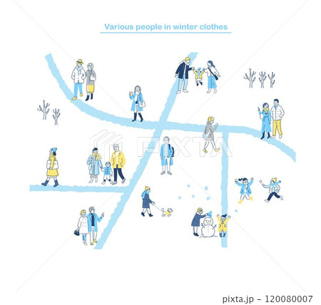 道を歩いているさまざまな人々 冬2 道を歩いているさまざまな人々 冬2 120080007