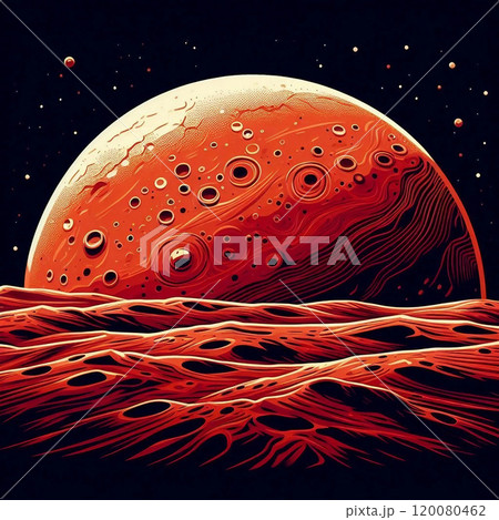 赤い地表の火星 120080462