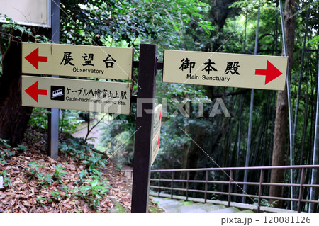 国宝 石清水八幡宮 行先表示板 御本殿 展望台 ケーブル八幡宮山上駅 国宝 石清水八幡宮 行先表示板 御本殿 展望台 ケーブル八幡宮山上駅 120081126