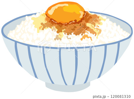 醤油をかけた卵かけご飯のイラスト ベクター素材 醤油をかけた卵かけご飯のイラスト ベクター素材 120081310