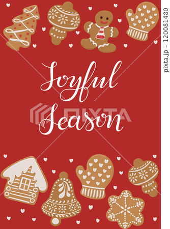 Christmas banner with vector gingerbread cookies 120081480