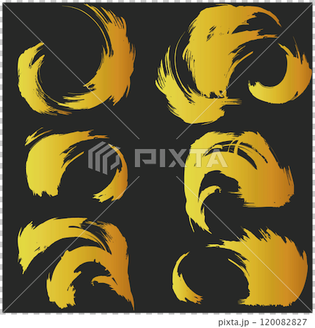 Japanese style material Illustration set of golden lines drawn with a brush Vector 120082827