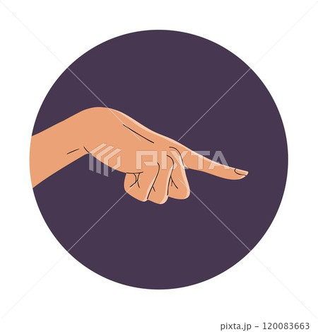 The woman makes a hand gesture 120083663