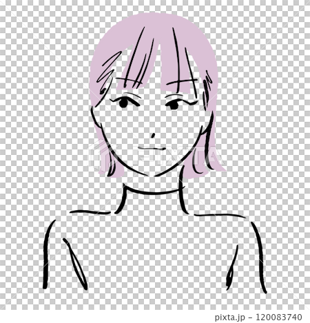 女性のシンプルなイラスト　ウルフヘアver. 120083740