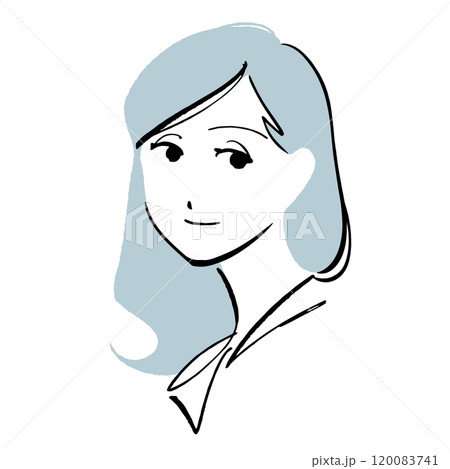 女性のシンプルなイラスト ロングヘア・セミロングver. 女性のシンプルなイラスト ロングヘア・セミロングver. 120083741