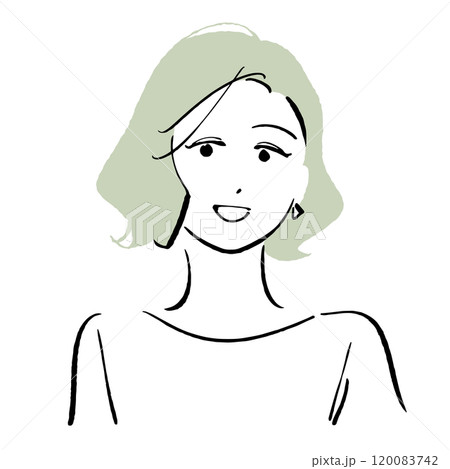 女性のシンプルなイラスト ボブ・パーマver. 女性のシンプルなイラスト ボブ・パーマver. 120083742