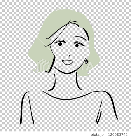 女性のシンプルなイラスト ボブ・パーマver. 女性のシンプルなイラスト ボブ・パーマver. 120083742