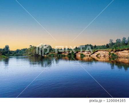 Upper reaches of the Volga river in Russia 120084165