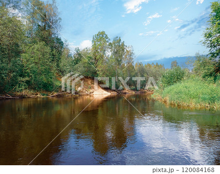 Upper reaches of the Volga river in Russia 120084168